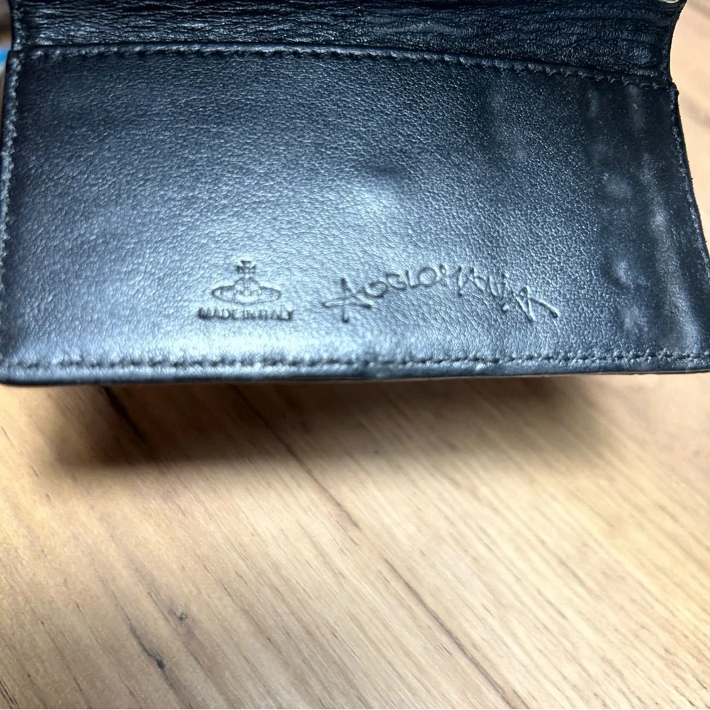 Vivienne Westwood Black Croc-Embossed Wallet Key Case with Gold Logo Authentic - Picture 8 of 14
